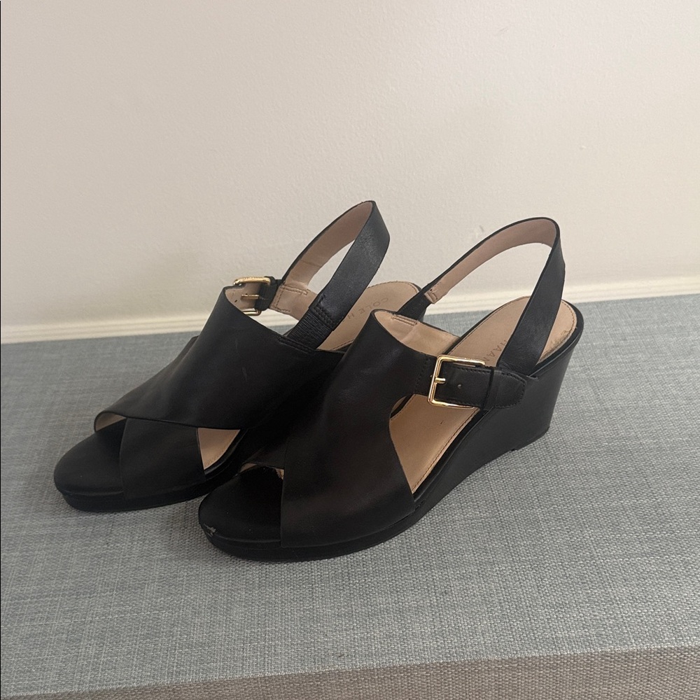 Cole Haan Black Wedge Sandals